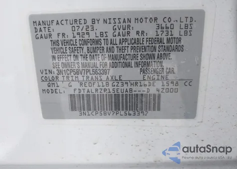 2023 Nissan Kicks S Xtronic Cvt from USA, damaged, VIN 3N1CP5BV7PL563397